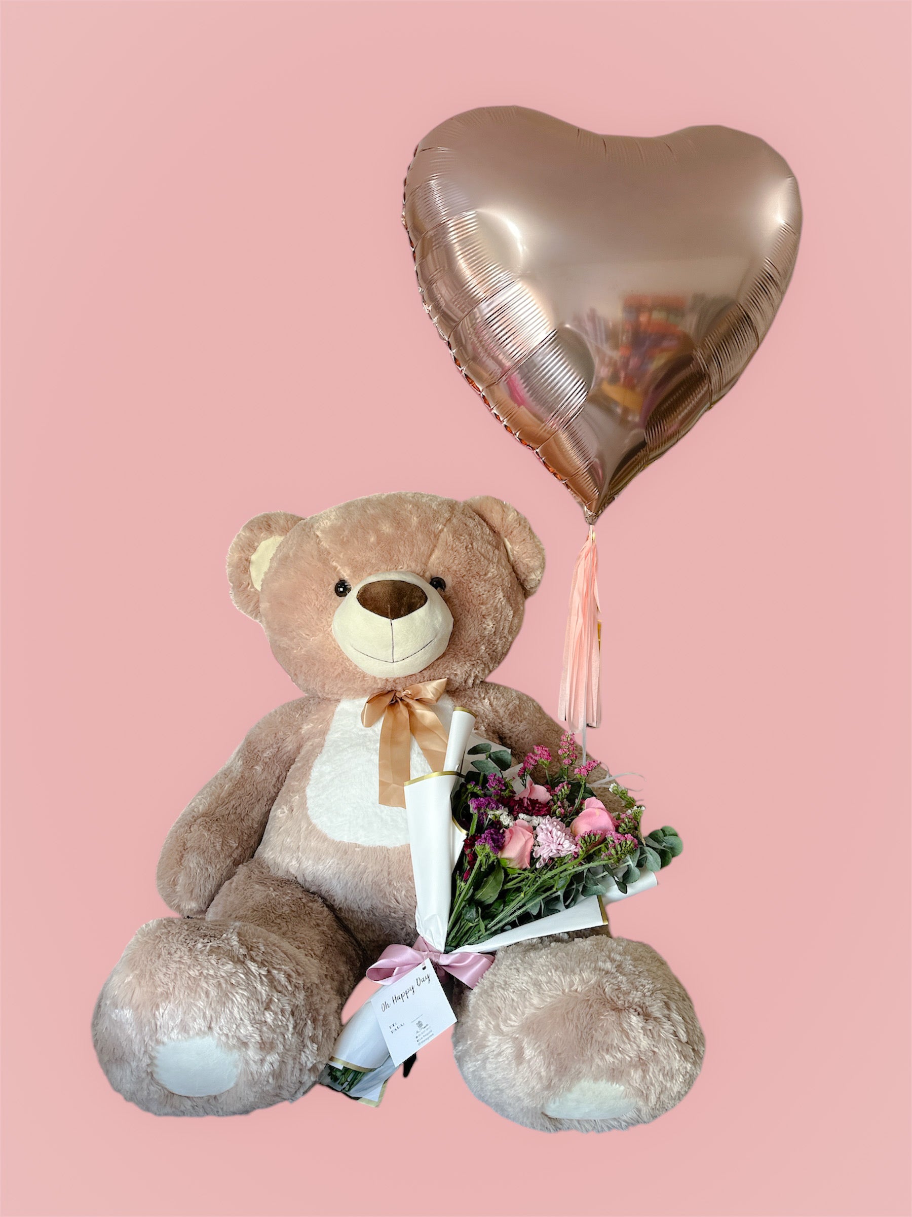 Flores Oso De Peluche Rosa Gigante Oso Gigante Corazón Grande Ramo