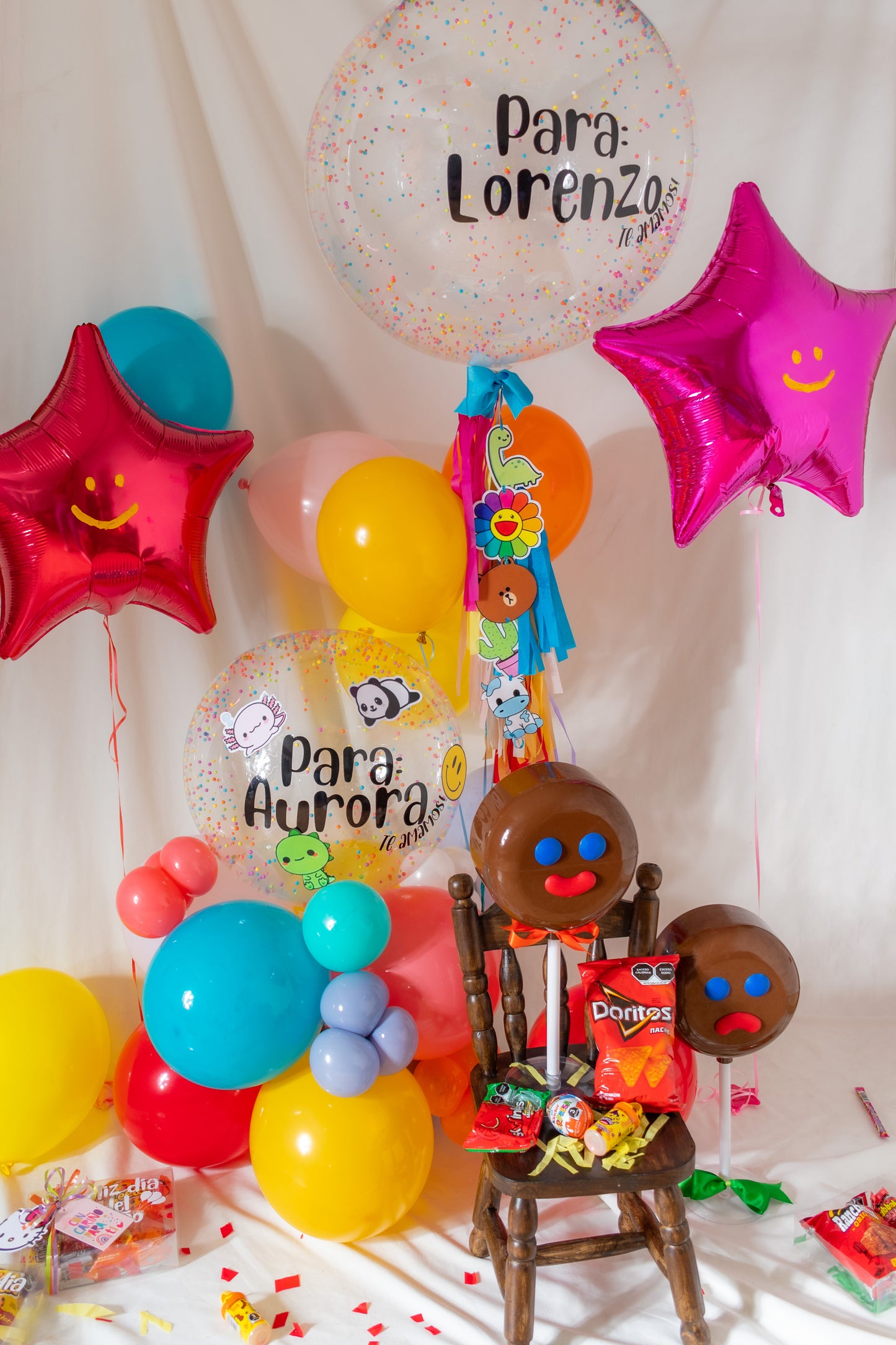 Burbuja Infantil Confetti & Tags Divertidos Con Base