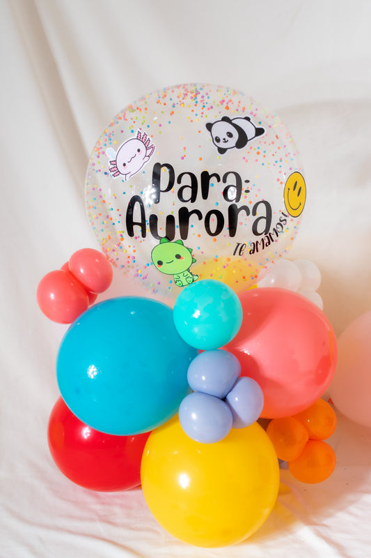 Burbuja Infantil Confetti & Tags Divertidos Con Base