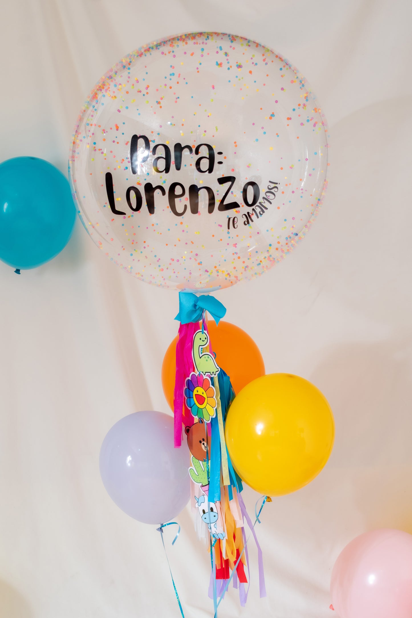Burbuja Infantil Personalizada con Confetti, Tags Divertidos & Paleta Payaso